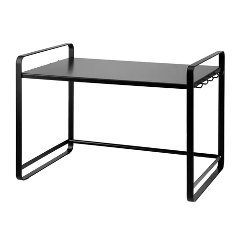 bremermann Mikrowellenregal mit Hakenleisten - Schwarz - Standregal für Mikrowellen und Küchenelektrogeräte, bietet zusätzlichen Stauraum und hat eine Traglast von 12 kg. Modernes Design mit 2 integrierten Hakenleisten für mehr Ordnung in der Küche.