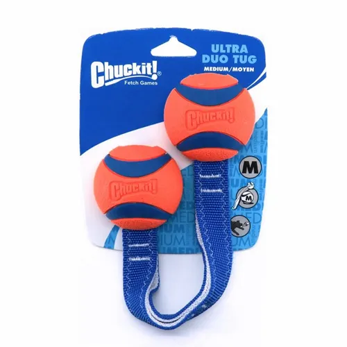 Chuckit! Ultra Duo Tug - 2 Bälle mit Schlaufe - Apportierspielzeug Zerrspielzeug