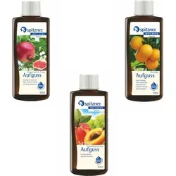 Spitzner Aufgusskonzentrat Vorteilspack 3er - Früchtetraum Granatapfel Orange - Sauna-Aufgüsse mit 3 fruchtigen Düften: Granatapfel für Vitalität, Orange für bessere Stimmung und Feige für harmonische Entspannung. Ideal für entspannende Saunaerlebnisse!