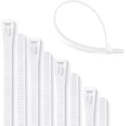 Wiederverwendbare Kabelbinder 100 Stück UV Beständig 250mm x 7.6mm Weiß - Optimiere dein Kabelmanagement mit den wiederverwendbaren Kabelbindern! Diese UV-beständigen Nylonbinder bieten starke 50 kg Zugfestigkeit und sind ideal für Innen- und Außenbereiche. Perfekt für Heimwerker und Profis!