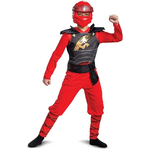 Ninjago Legacy Kai Kostüm für Jungen - Rot - Lizenziertes Ninjago Kai Kostüm für Jungen, ideal für Fasching und Karneval. Mit rotem Overall und passender Maske wird Ihr Kind zum Helden! Für Kinder von 4-6 Jahren (109-123 cm).