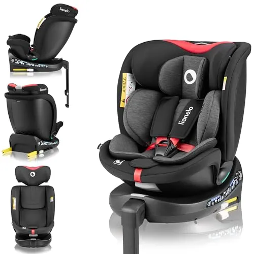 LIONELO NAVY i-Size 360° Kindersitz - Kindersitz der Gruppe 0+1 2 3 mit drehbarer Funktion für einfaches Ein- und Aussteigen, ISOFIX-Montage und verstellbarem Komfort für Kinder von 40-150 cm.