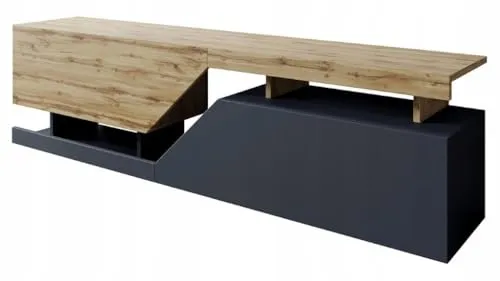 BDW Kommode, RTV Schrank, TV Gerät,160x35x47cm(H) viel Stauraum, Kleiderschrank, Diele, Wohnzimmer, Schlafzimmer Kommode, Multifunktionsschrank. (Eiche Wotan/Grau)