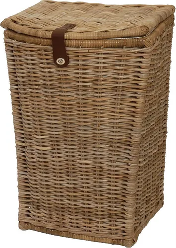 Hoher Wäschekorb aus grauem Rattan (Klein) in grau von Krines Home