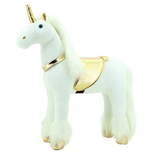 Sweety Toys 11292 Stehpferd Einhorn 80 cm - Baby- & Kleinkindspielzeug, stabiler Stahlunterbau für hohe Sicherheit, ideal für fantasievolles Spielen, bis 70 kg belastbar.