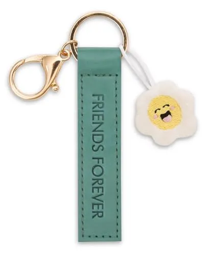 NICI Schlüsselanhänger Friends Forever Kunstlederband grün 10cm mit Blume