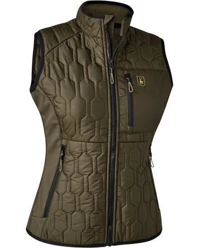 Deerhunter Jagdweste Damen Steppweste Mossdale - Stilvolle Steppweste für Damen in klassischen Farben. Bietet Wärmeisolierung und Bewegungsfreiheit dank der Kombination aus wattierten Bereichen und elastischem Softshell. Ideal für Übergangszeiten mit praktischen Taschen.