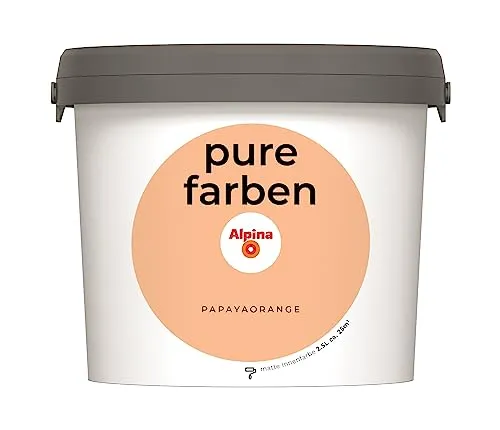 Alpina Pure Farben Wandfarbe Papayaorange 2,5 L - Hochwertige Wandfarbe in leuchtendem Papayaorange, ideal für kreative Raumgestaltungen und ein frisches Wohnambiente.