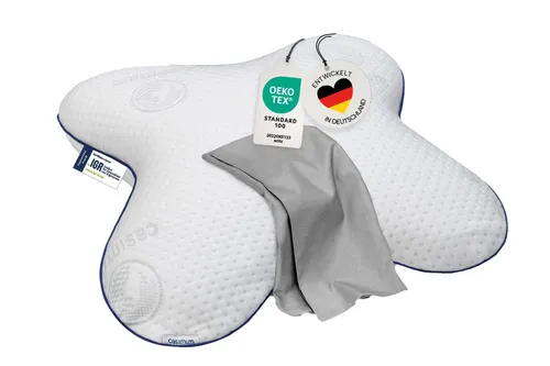 casimum Nackenstützkissen Schmetterling BUTTERFLY - Kopfkissen für Seitenschläfer mit ergonomischer Schmetterlingsform, hergestellt aus hypoallergenem Memory Foam für optimalen Stützkomfort und zertifiziert durch das IGR-Siegel.