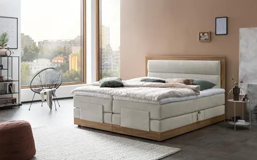 Belanoti MODELA Boxspringbett 160x200 elektrisch verstellbar - Luxuriöses Boxspringbett mit 7-Zonen Taschenfederkernmatratze und Visco Topper, individuell einstellbar für optimalen Liegekomfort. Inklusive kabellosem Handschalter und Fußbodenbeleuchtung.