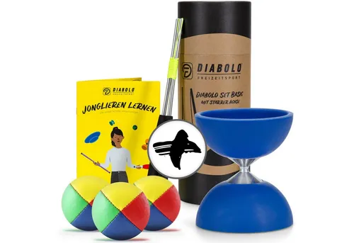 Produktbild Diabolo Freizeitsport Spielball Jonglierset (blau) mit 3 bunten Bällen