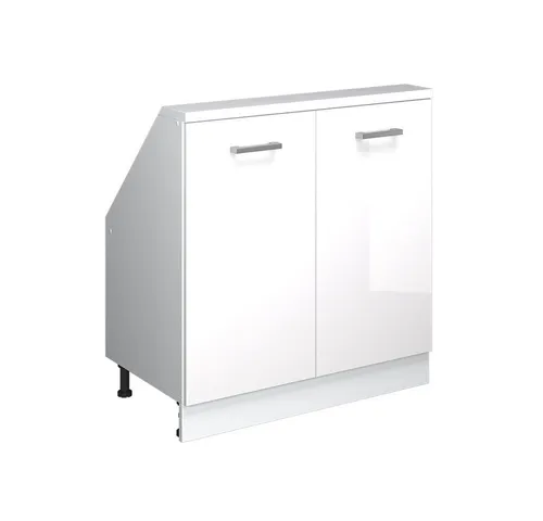 Vicco Unterschrank R-Line, Weiß Hochglanz - 80 cm mit 2 Türen - Unterschrank für Dachschrägen, bietet stilvollen Stauraum und passt perfekt unter die Schräge. Mit höhenverstellbaren Füßen für sicheren Stand und modernem Design.