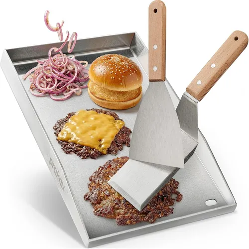 Praknu Grillplattenaufsatz Plancha Edelstahl 40x30cm – Vielseitig für Gas- und Holzkohlegrills