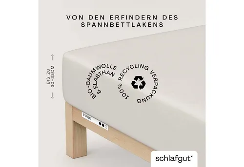 Schlafgut Spannbetttuch Pure, Beige, 120-130x200-220 cm in beige von Schlafgut