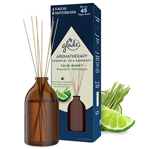 Glade Aromatherapy Essential Oils Raumduft, Calm Mind, Raumduft Stäbchen für ätherische Öle, Bergamotte + Zitronengras, 80ml