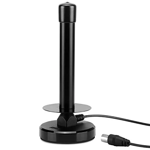 August DTA250-DVB-T/DVB-T2 HD Antenne Fernseher - tragbare Indoor/Outdoor Digital TV Antenne für USB TV Tuner/DVB-T DAB Radio mit Magnetfuß - Leistungsstarke Zimmerantenne Plug&Play 2m Kabel