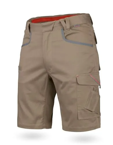WÜRTH MODYF Arbeitsshorts Stretch X - Beige, Größe 48, für Herren - Diese professionelle Arbeitsshorts bietet ideale Bewegungsfreiheit und hohen Tragekomfort. Mit 8 Taschen und robustem Stretchmaterial ist sie perfekt für den Sommer und hält wichtige Werkzeuge stets griffbereit.