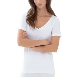 Mey Tagwäsche Serie Superfine Organic Damen Shirts 1/2 Arm Weiss S(38) - Unterhemden & BH-Hemden für Damen, T-Shirt mit schmaler Passform und tiefem V-Ausschnitt, 100 % Made in Germany für ein natürliches Tragegefühl.