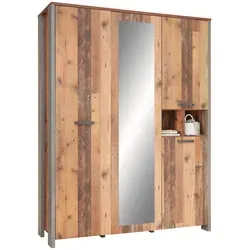 Drehtürenschrank - Old Wood Vintage-Betonoptik 156,4 cm - Kleiderschrank im Vintage-Stil mit 4 Türen, inklusive Kleiderstange und Einlegeboden für optimalen Stauraum. Ideal für stilvolle Schlafzimmer.