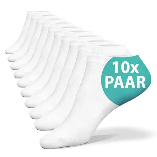 Kemes Sneaker Socken 39-42 weiß 10 Paar verschiedene Größen Sportsocken Unisex 95% Baumwolle 5% Elastan | Größe 47-49