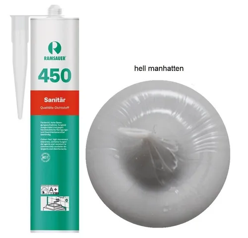 Ramsauer Dichtstoff Ramsauer 450 Sanitär Silicon Fugen Dichtstoff 310ml Kartusche, gebrauchsfertig, chemisch widerstandsfähig, schnellhärtend, UV-beständig, pilzhemmend