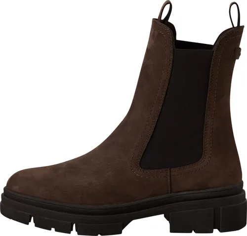 Tamaris Damen Chelsea-Stiefel 1-25901-41 Mocca NUBUC, 41 EU - Wanderschuhe mit modernem Chelsea Design, ausgestattet mit COMF.Lin+Touch Technologie für höchsten Komfort und einem eleganten Blockabsatz für stilvolle Herbst- und Winterlooks.