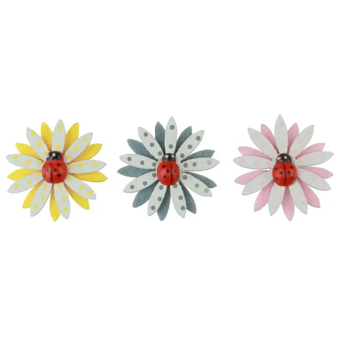 Streudeko Marienkäfer Holz Filz Blumen, Frühling Sommer Tischdeko Ø4cm 48 Stk,