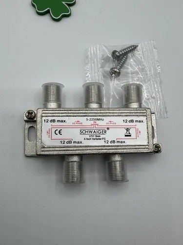 Schwaiger VTF7844 4 fach Verteiler Hausanschluss Sat Antennen Verteiler 12dB