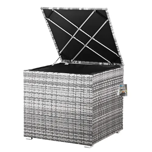 Casaria Auflagenbox 318 L mit Deckel - Wasserdichte Auflagenbox aus Polyrattan (75x75x70 cm) mit Gasdruckfeder, ideal zur Aufbewahrung von Gartenmöbelauflagen und Schutz vor Witterungseinflüssen.