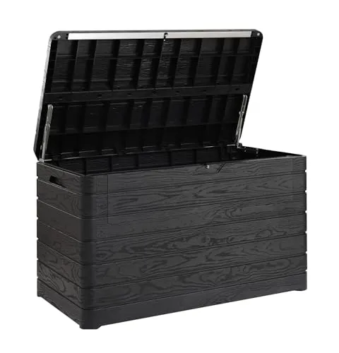 Toomax Dolomiti Aufbewahrungsbox für den Außenbereich, 970 Liter, schwarz, Maße 146 x 82 x 85 cm.