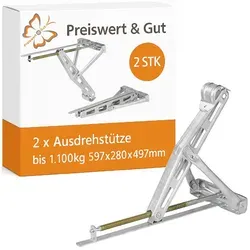 2x Ausdrehstütze Anhänger – Belastbar bis 1.100 kg je Stütze – Kurbelstützen aus verzinktem Stahl, 597 x 280 x 497 mm