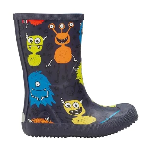 Viking Unisex Kinder Indie Print Gummistiefel, Navy Multi, 28 EU - Stiefel für Jungen, handgefertigt aus Naturkautschuk mit herausnehmbarer Innensohle und praktischer Einstiegshilfe für optimalen Tragekomfort.