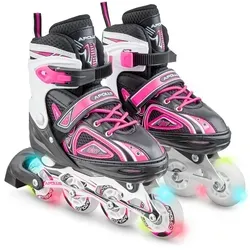 Apollo Inlineskates für Kinder - Verstellbare LED-Inliner in Rosa - Inliner für Kinder (Größe S 31-34) mit leuchtenden LED-Rädern, ideal für Freizeit-Skating und mitwachsend dank verstellbarer Größenstufen. Perfekt für kleine Skater!