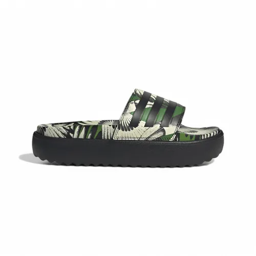 adidas Adilette Platform Badeschuhe schwarz/grün Damen - Größe 37 (5) - Badeschuhe für Damen mit leichter EVA-Plateausohle, die Komfort und Stil vereint. Ideal für Freizeitlooks oder entspannte Tage am Strand.
