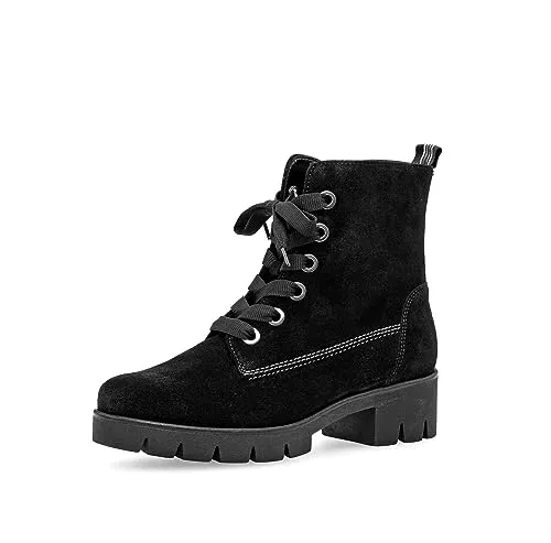 Gabor Damen Combat Boots, Frauen Stiefeletten,Wechselfußbett,Best Fitting,schnürstiefel,Winterstiefel,warm,gefüttert,schwarz,38 EU / 5 UK
