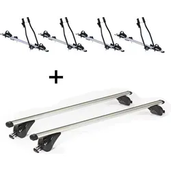 4x Fahrradträger SAGITTAR + Dachträger VDP KING1 für Peugeot 4008 - Fahrradträger Set für Peugeot 4008 (5 Türer) 10-13, ideal für den sicheren Transport von bis zu 4 Fahrrädern, inklusive hochwertigem Dachträger und einfacher Montage.