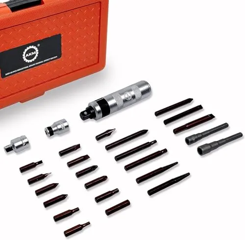 AKM Handschlagschrauber 26 teiliger Schraubenlöser-Satz, Werkzeug in Hochqualität, Schlagschraubendreher mit legierten und verstärkten Bits aus S2 Werkzeugstahl für das Lösen von verrosteten