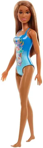 Barbie Anziehpuppe - Barbie Beach Puppe mit blauem Badeanzug, bewegliche Arme und Beine, ideal für kreative Spielstunden ab 3 Jahren