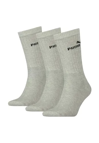 PUMA Sportsocken Tennissocken Crew Tennis Socken Unisex für Damen und Herren 3 Paar, Farbe:400 - grey, Socken & Strümpfe:35-38