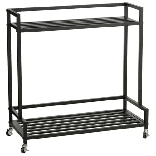 Mica Decorations Greenrax Pflanzenständer 81cm Schwarz - Eleganter Pflanzenständer mit mehreren Ebenen und praktischen Rollen von Mica Decorations, perfekt zur stilvollen Präsentation Ihrer Pflanzen im Innen- und Außenbereich.