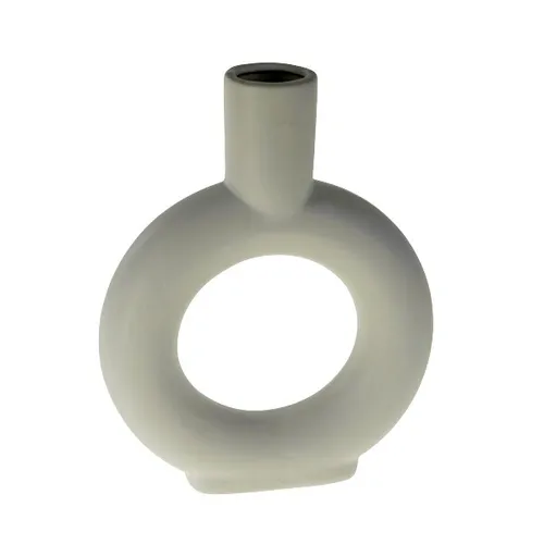 Vase weiß Ring Kreis Design Keramik Blumenvase Deko Black Friday Angebot