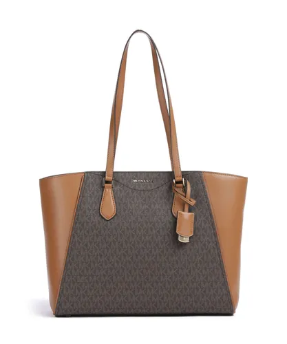 Michael Kors LG MF TZ TOTE Handtasche in Braun/Acorn - Stylische Handtasche aus beschichtetem Canvas mit Logo-Print, ideal für den Alltag. Maße: 43,2 cm B x 29,8 cm H x 15,9 cm T, bietet ausreichend Platz für Ihre Essentials.