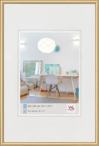 Kunststoffrahmen New Lifestyle 42x60 cm gold - Bilderrahmen in elegantem Gold, ideal für DIN A2 Formate. Perfekt zum Aufhängen und verleiht jedem Raum einen Hauch von Glamour.