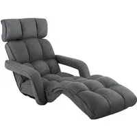 Costway Relaxliege 5-Fach Einstellbar Bodenliege Dunkelgrau