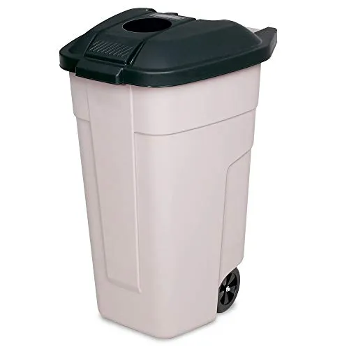 Liter Tonne mit Einwurföffnung, 100 L, beige/schwarz - Müll- & Abfalleimer mit 100 L Kapazität, ideal für effiziente Abfallentsorgung. Praktische Einwurföffnung im Deckel und handlicher Griff für komfortable Nutzung.
