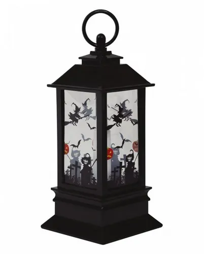 Horror-Shop Dekoobjekt Laterne mit Halloween Motiven und LED Kerze 18cm
