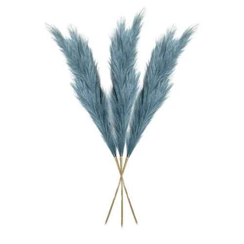 Künstliches Pampasgras 3er Set, 100 cm - Blumen & künstliche Pflanzen – Stilvolles Pampasgras in Blau-Petrol, ideal für Boho-Dekorationen und Hochzeiten, personalisierbar nach Farbwunsch.