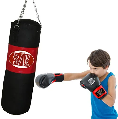 BAY Kinder-Boxset, 80 cm Boxsack gefüllt 9 kg mit Boxhandschuhen Box-Set Kids Junior mit Kettenaufhängung