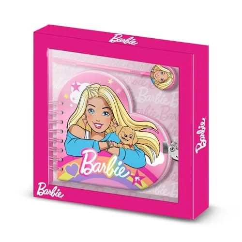 Barbie Rainbow-Herz Tagebuch + Stift, Rosa
