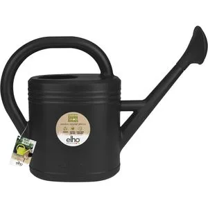 elho Gießkanne Green Basics, living schwarz, 10 Liter - Gießkanne aus recyceltem Kunststoff mit 10 Litern Fassungsvermögen, ideal für den Garten. Inklusive Brausekopf für präzises Gießen und einfacher Befüllung dank großer Öffnung.
